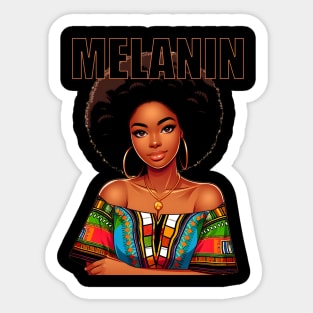 Melanin Afrocentric Black Pride Afro Queen Sticker